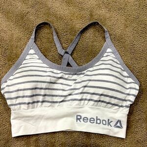 Reebok Gray and White Striped Bra